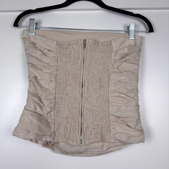 Crescent Tan Cotton Linen Blend Tube Top Size Small - Picture 4 of 6
